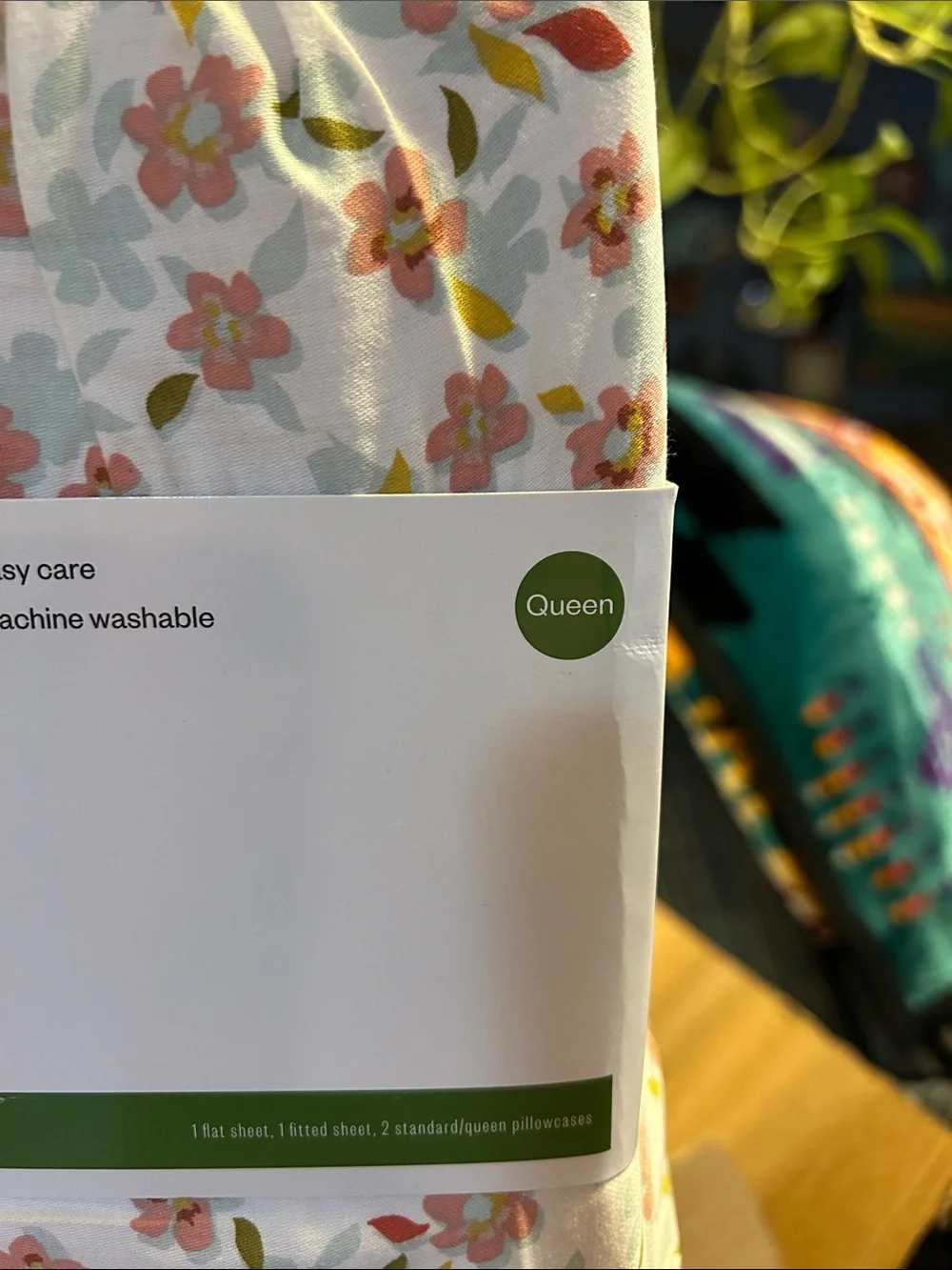 Room Essentials Cotton Blend Sateen Sheet Set - Pink, Green & Light Blue Floral